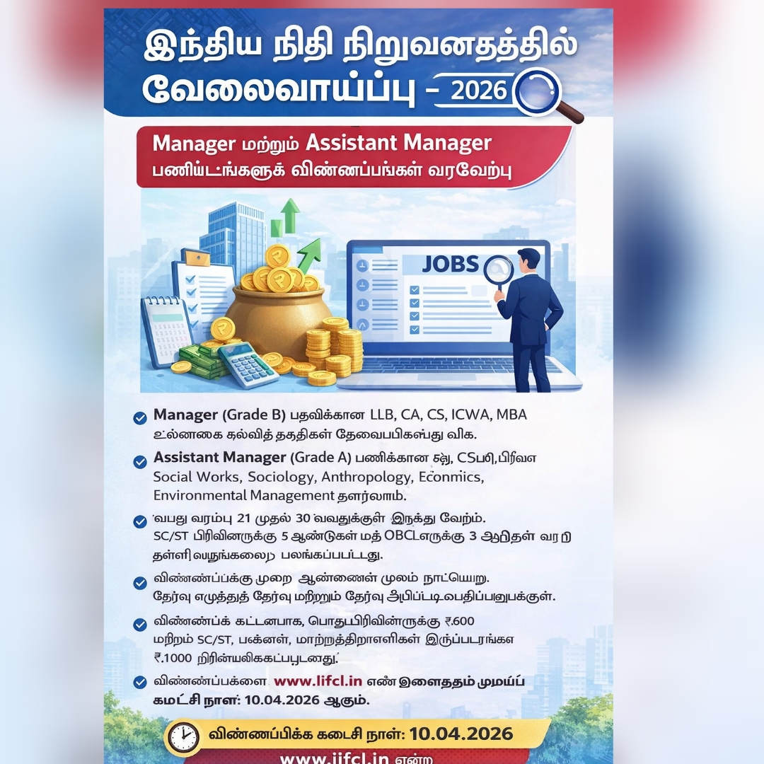 இந்திய நிதி நிறுவனத்தில் Manager மற்றும் Assistant Manager பணியிடங்களுக்கு விண்ணப்பங்கள் வரவேற்பு